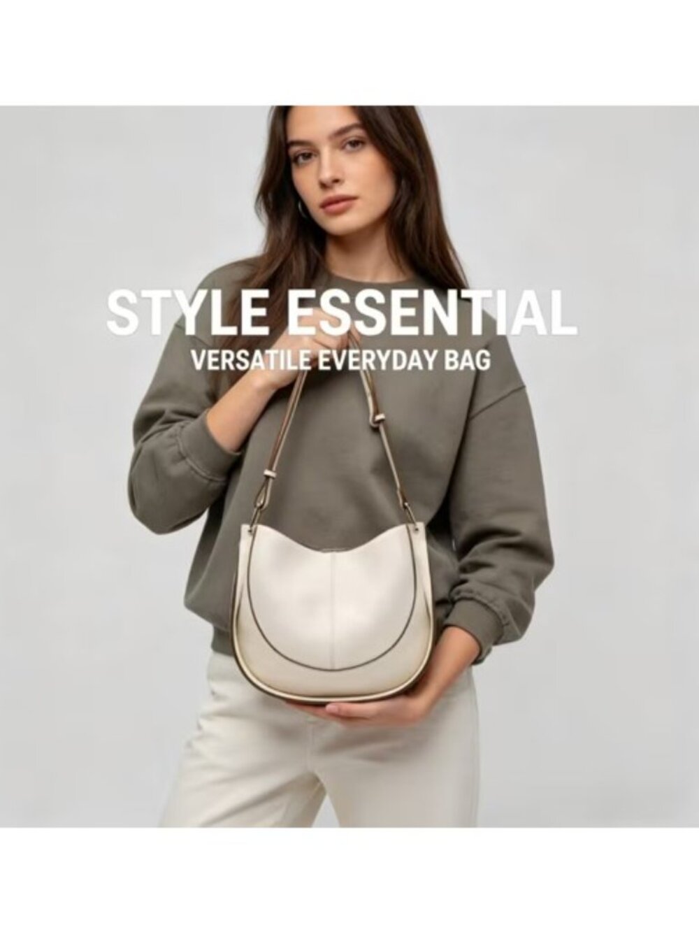 Niche, Off-white Luxury, High-End Saddle Bag for Women, Large; New